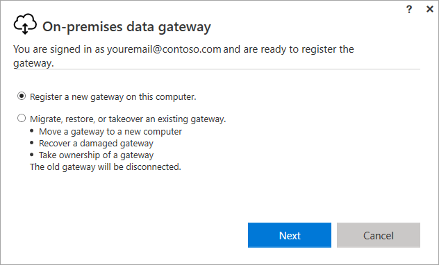 Registering a New Gateway on Computer - Power BI Data Gateway